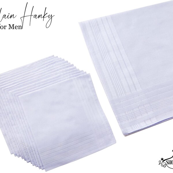 Pack Of 12 Handkerchief Mens Handkerchiefs 100% Cotton Classic Hankies 12PCS Quality Handkerchief One Dozen White  Handkerchiefs for men