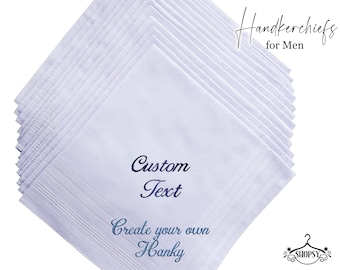 Customized Handkerchief by You, with your choice of Font, Thread Color and your Words to be Embroidered Make it your own way Handkerchiefs