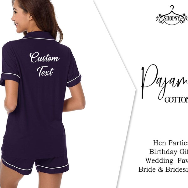 Cotton Pajamas Set Custom Pajama Bridal Pajamas Bridesmaid Jersey Pajamas Personalized Pajamas Night Wear Pajamas Gift For Her Wedding Gift