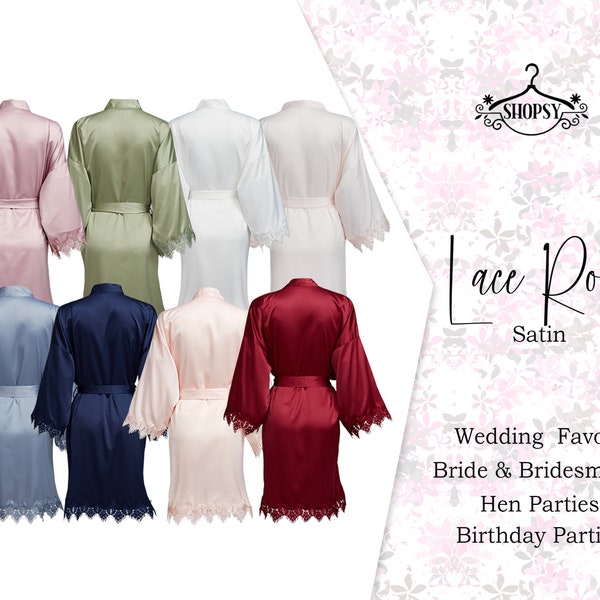 Bridesmaid Robes Set of 4, 5, 6, 7, 8, 9, 10, 11, Bridesmaid Gift, Lace Bridal Robe, Bridal Robes, Bridesmaid Proposal, Personalized Robe