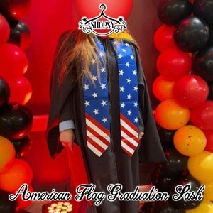 USA Country Flag University Stole Graduation Stole Country Flag Graduate Stoles Graduation Gift Grad Stole Graduation Sash Gift image 4