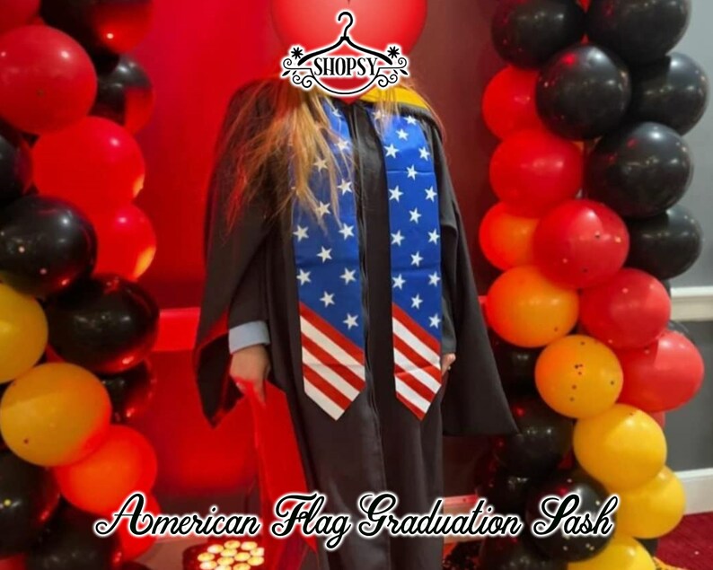 USA Country Flag University Stole Graduation Stole Country Flag Graduate Stoles Graduation Gift Grad Stole Graduation Sash Gift image 4