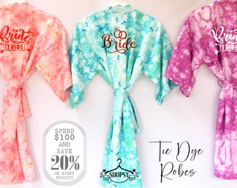 Customized Tie Dye Robes Personalized Tie Dye Robes Cotton Tie Dye Robes Bridal Tie Dye Robe Kimono Robes Bridesmaid Gift Hen Party Robes