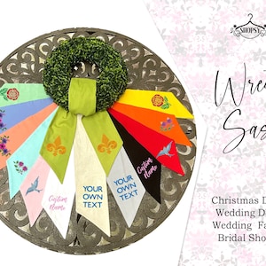WHITE Wreath Sash, Wreath Sash,Door Hanger, Blanks for Embroidery, Home Decor, Easter Wreath, Plain Wreath, Christmas Wreath,Monogram Wreath