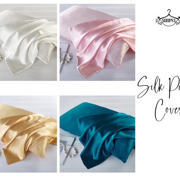 Envelope Style Silk Pillowcase |Custom Silk Pillow Cover |Personalized Text Silk Pillowcase |Pure Mulberry Silk Pillowcase |Silk Pillow Case