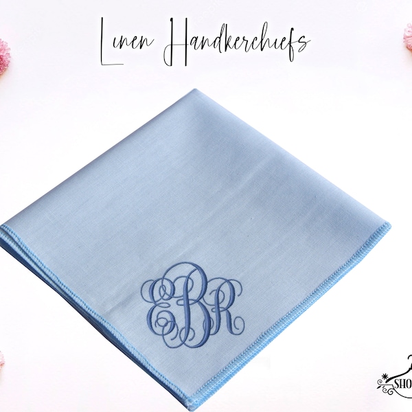 Men's Handkerchiefs, Free Monogram, Father's Day, second anniversary, Men's Birthday, monogram handkerchief, Embroidery Handkerchiefs