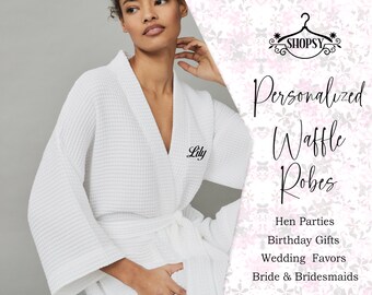 Wedding Waffled Knit Robes , Custom Waffled Knit Robes, Personalized Bridesmaid Robes, Bachelorette robes, Bridal robes, Bridal Shower robes