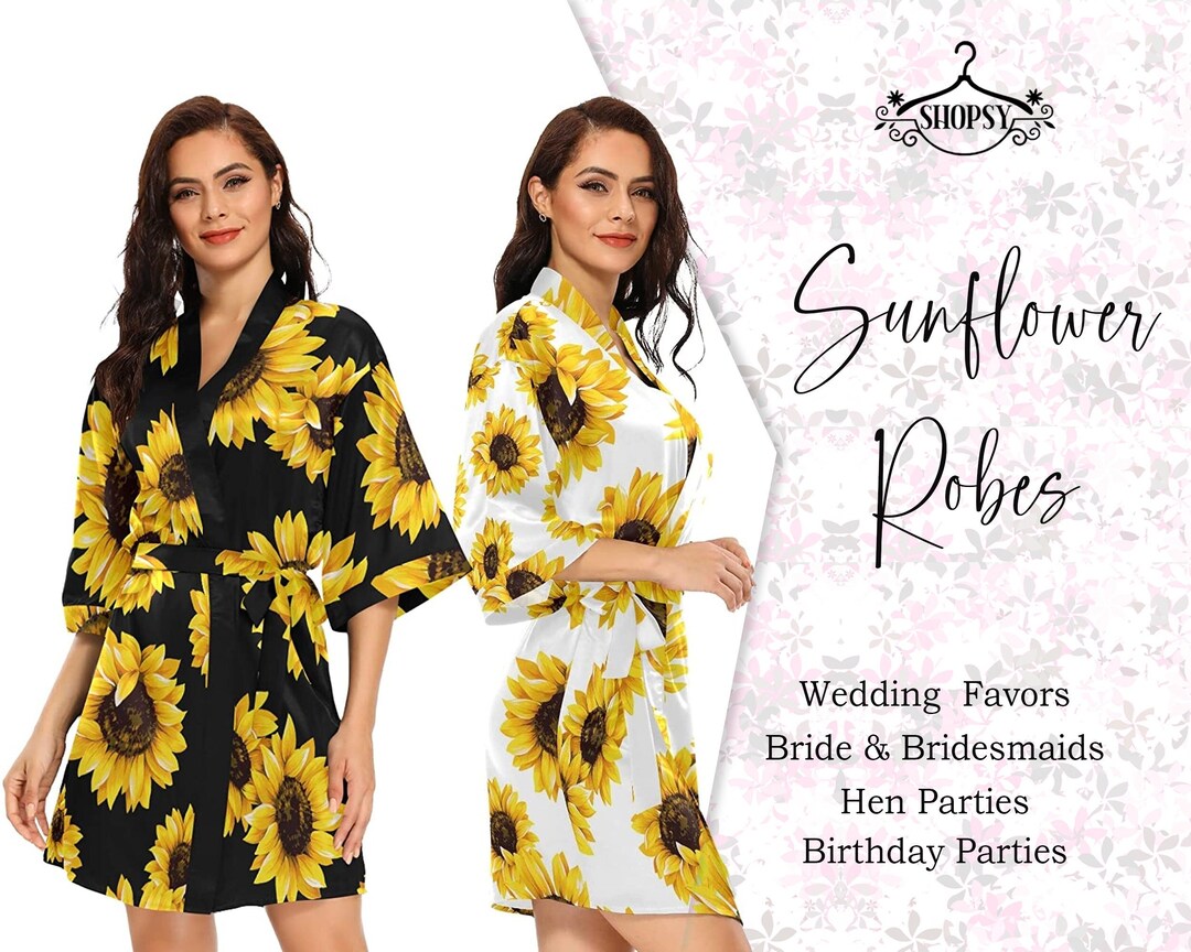 Sunflower Robes Customized New Print Robes Bridesmaid Robe Etsy