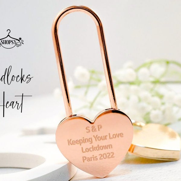 Customized Heart Padlock, Personalized Engraved Padlock, Love Lock, Engraved Lock, Padlock with Key, Engagement Gift, Anniversary Gift.