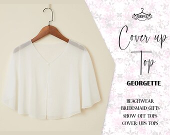 Bridal Dress cover up Wedding cape Summer Elegant Fashion Loose Ruffles Short Sleeve Georgette Blouses Solid Chic Shirring V-neck Tops