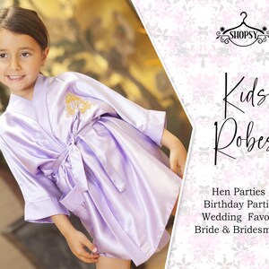 Kids Robes Flower Girl Robes Satin Robes Personalized Robes Bridal Robes Custom Robes Customized Kimono Robes Gift For Her Wedding Gift Robe image 2