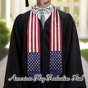 USA Country Flag University Stole Graduation Stole Country Flag Graduate Stoles Graduation Gift Grad Stole Graduation Sash Gift image 1