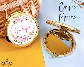 Personalized Bachelorette Party Mirror Wedding Favor Compact Mirror Favors office gifts wedding gifts Gold Bridesmaid Gifts bridal party