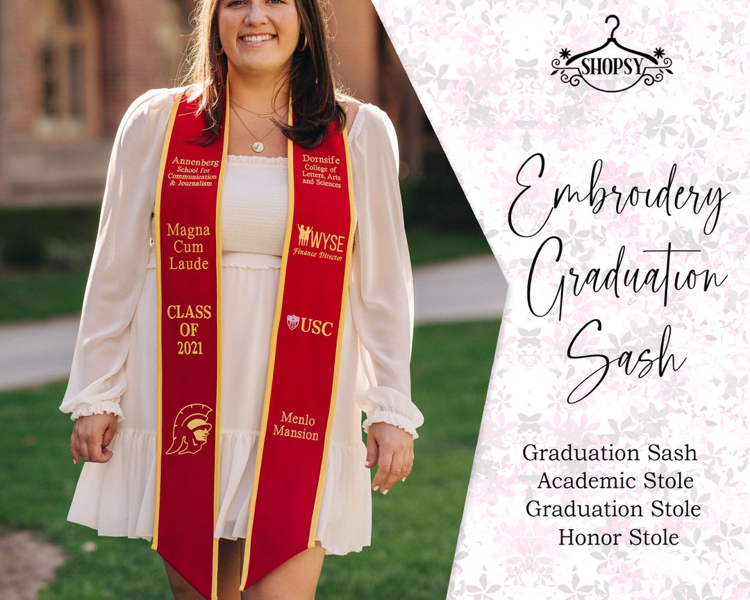 Personalized Embroidered Graduation Stole College Custom Graduation