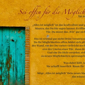 Postkarte: Sei offen für die Möglichkeit. Sei es Dir wert.