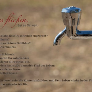 Postkarte: Lass fließen. Sei es Dir wert.