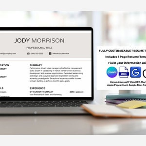 Modern Resume Template for Instant Digital Download Resume Template for Job Search Professional Resume Digital ATS Friendly Resume Template