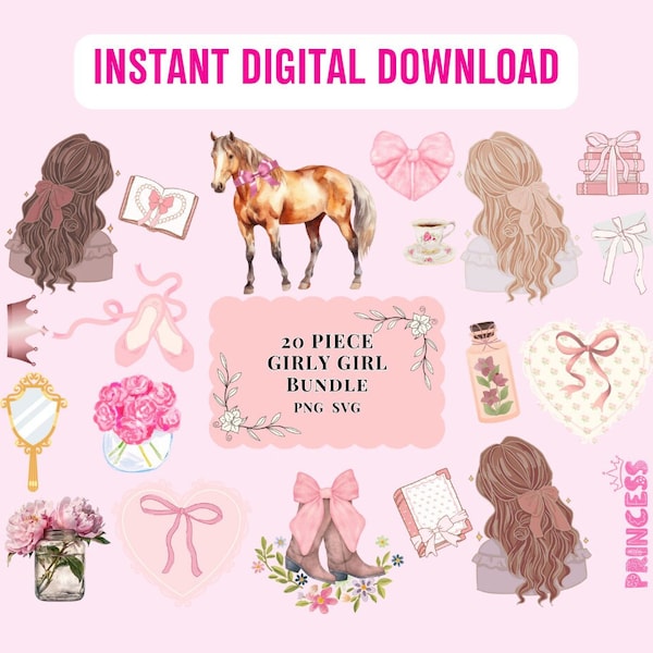 Pink Bow Coquette PNG Coquette Bow SVG Girly Girl Pink Bow Ballet Core Instant Digital Download Stickers Mugs Tumblers Cards T-Shirt Design