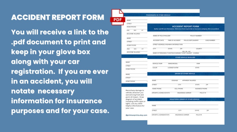 Auto Accident Report Form PDF Format Printable Car Accident Report Form ...