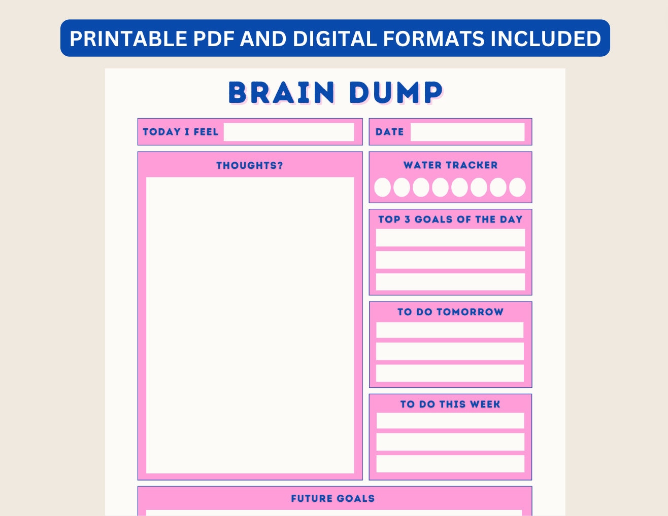 PRINTABLE Brain Dump Template for Thought Organization for Spring Brain ...