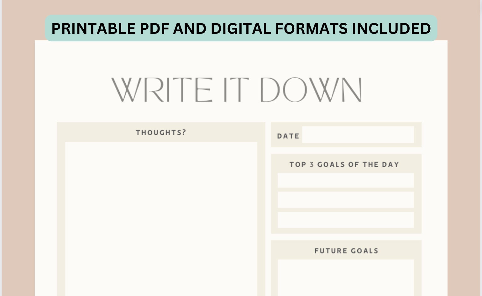 EDITABLE Brain Dump Template for Thought Organization Brain Dump Write ...