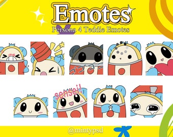 PERSONA 4 TEDDIE EMOTES (9) | Discord | Twitch | Streaming | Persona | Kawaii Cute Chibi Gaming Teddie Emote Emoji Pack