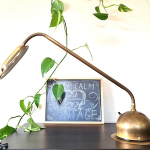 MCM Brass Desk Lamp FISCHER LEUCHTEN, Adjustable Gooseneck Table Lamp, Vintage 70s Mid Century Industrial Metal Home Office Reading Lamp