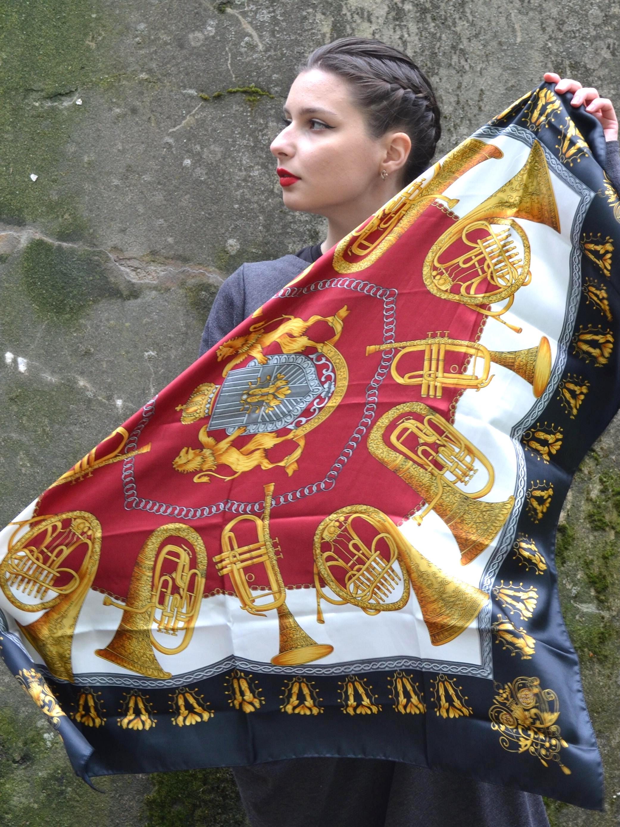 Foulard Vintage En Soie 100% - Napoleone Creation - Multicolore Géométrique - Italie