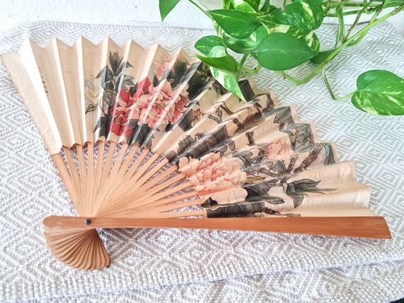 Folding Hand Fan blooming peonies and birds,  Chi… - image 6