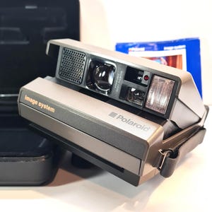 Vintage POLAROID IMAGE SYSTEM Camera 125 mm with Original Case & Strap, Working 90s Polaroid 600 Camera, Collectible Display Piece