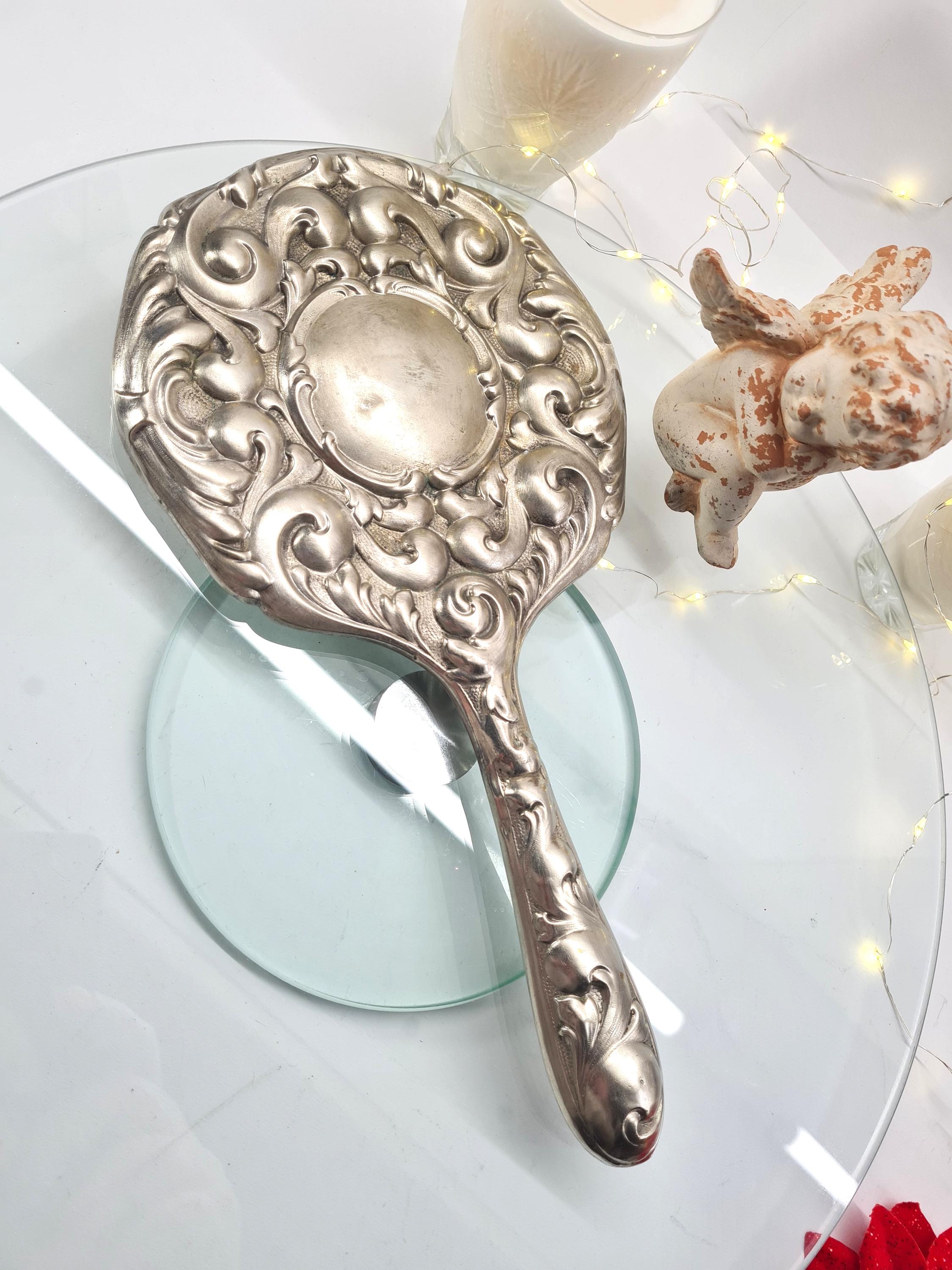 Vintage Ornate Silver Hand Mirror, Art Nouveau Vanity Mirror With ...