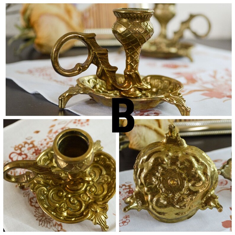Antique Brass Ornate Candle Holder With Handle Candleholder Etsy