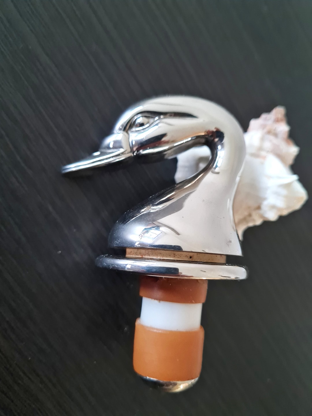 Swan Bottle Stopper Silver Plated Duck Head, Wine Liquor Barware Bottle