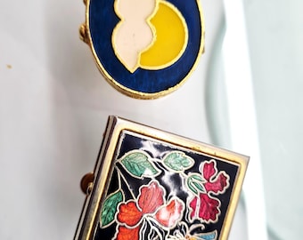 Pastillero de bolsillo pequeño con tapa esmaltada, tabaquera victoriana de metal, pastillero en miniatura, caja de almacenamiento pequeña coleccionable, regalo para ella o para él.