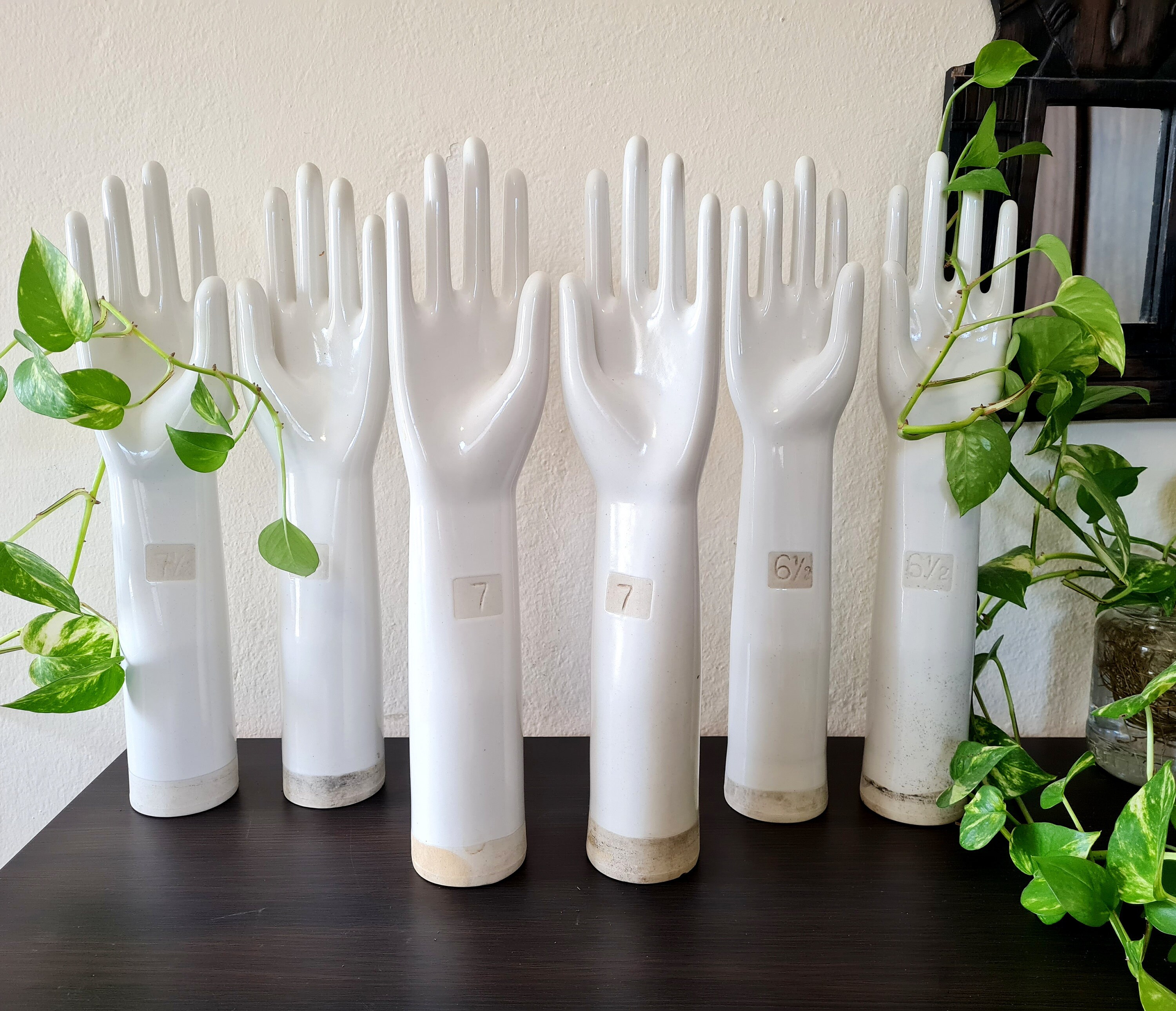 Vintage Porcelain Glove Mold, White Ceramic Hand Sculpture