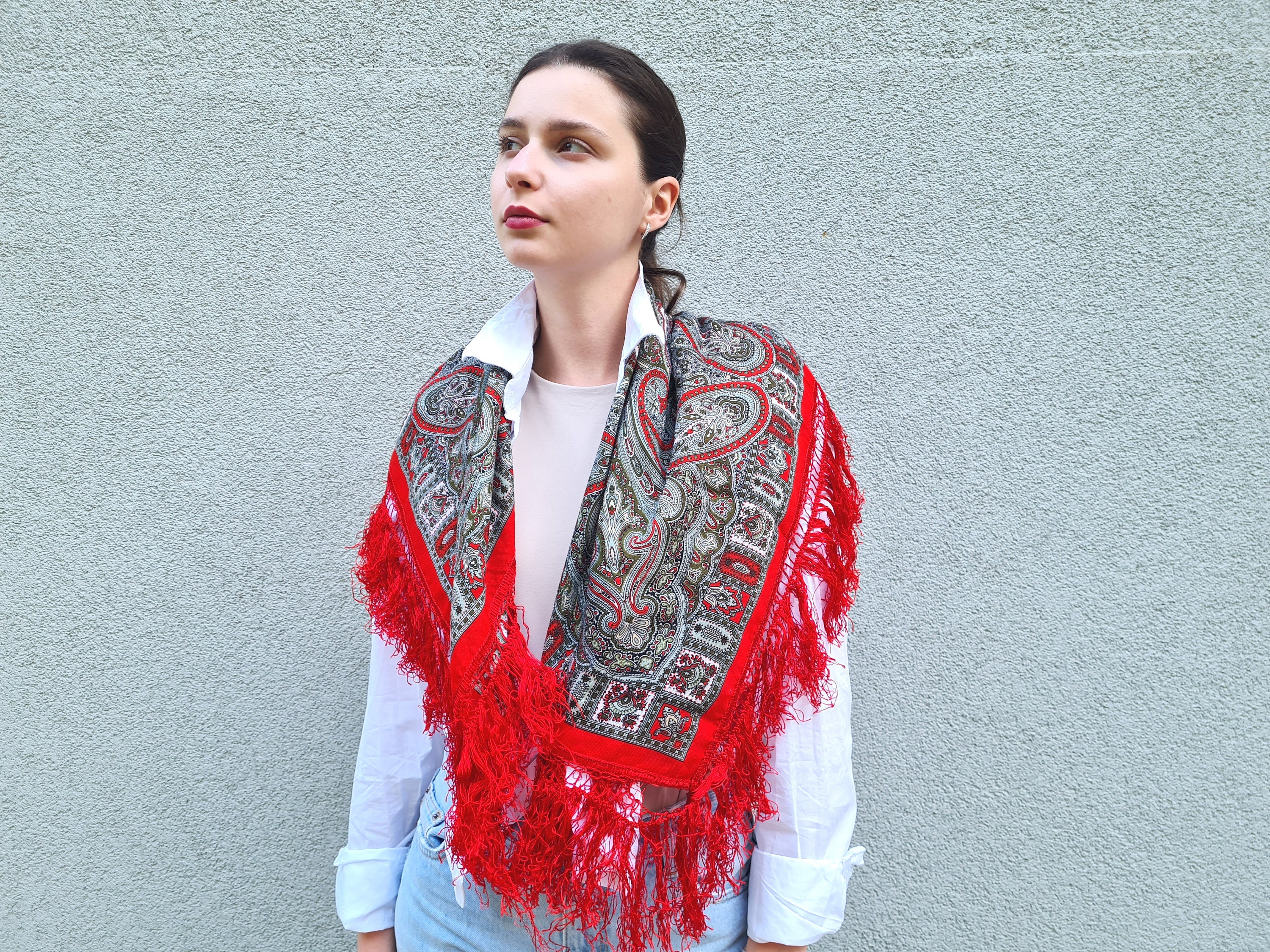 ★HILLDA★ Bohemian Paisley Scarf Boho Pashmina Scarf Hippie Tribal Style Scarves Bohemian