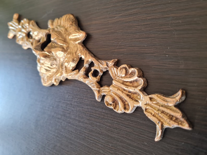 Antique Lion Key Hole Cover Plate Brass, Victorian Escutcheon