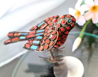 Vintage White Enamel Chamberstick Candle Holder With Blue Trim