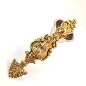 Ornate Victorian Drop Pulls With Tall Backplate, Large furniture Cabinet Handles With Teardrop Pendant Pulls, Baroque Restoration Hardware
