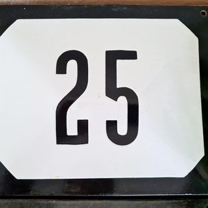 Enamel Door Number 20/25/64 Gate or House White Black Plaque Plate, Vintage French Metal Sign Mailbox