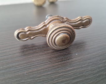 Brass Small Round Cabinet Knob, Vintage Polished Gold Drawer Pull for Dresser Kitchen Furniture, Antique Restoration Hardware