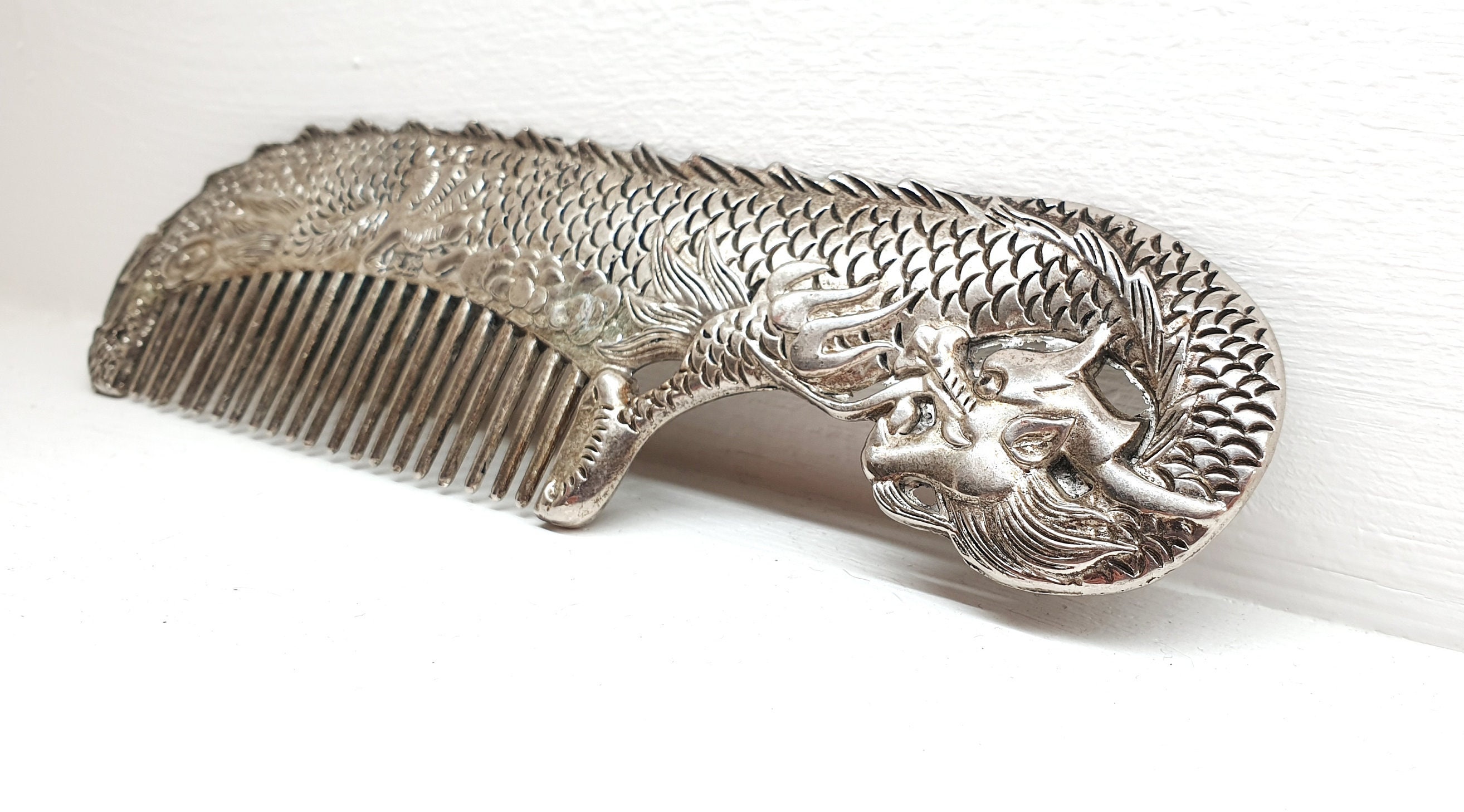 Accessoires Haaraccessoires Haarsieraden Kleine antieke sterling zilver geïnspireerde Chinese Dragon Hair Comb Alberto Juan 