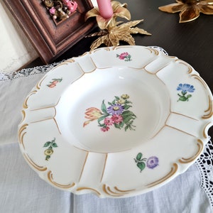 Rimmed Handpainted Floral Soup Plate 8" Hutschenreuther Germany, Dinner Moritzburg China Porcelain, Vintage Pasta Bread Salad Plate Bowl