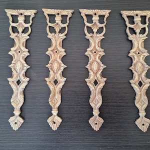 Set 4 Antique Brass Ormolu Furniture Cabinet Applique Onlay, Ornate Bronze Pediments Embellishment, Victorian French Restoration Hardware