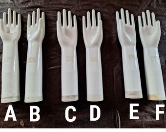 Vintage Porcelain Glove Mold, White Ceramic Hand Sculpture