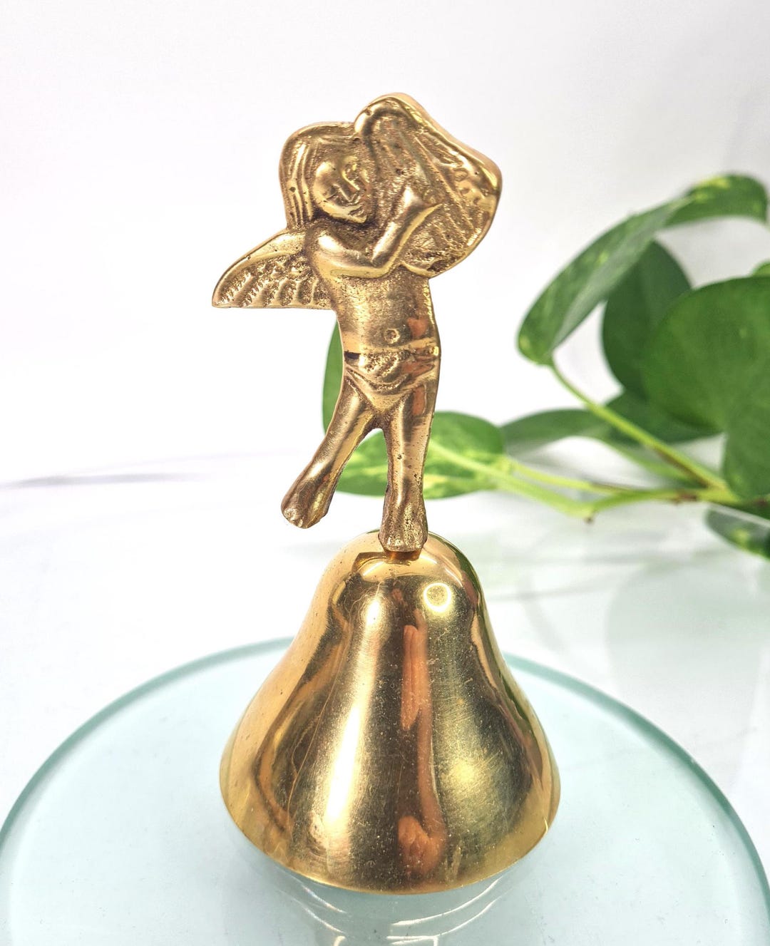 Vintage Gold Hand Bell With Angel on Top, Altar Ritual Bell, Christmas ...