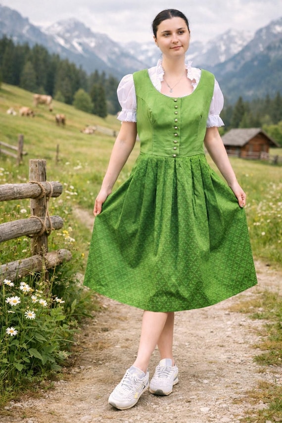 green emerald velvet dress Dirndl Gesia 60 cm / 70 cm Skirt Length, Color Green main image 0