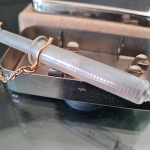 Antique Medical Glass Syringe with Sterilizer Box TOTSU TOKYO 1ml, Vintage Medical Equipment Tools Reusable Hypodermic Glass Injector