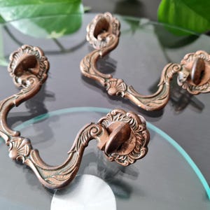 Set 2 Vintage Cabinet Drop Bail Drawer Pulls Handles, French Ornate Dresser door Handles, Victorian Restoration Hardware supplies