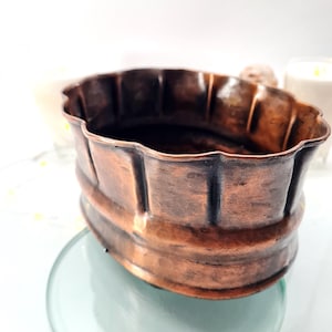 Ovaler Kupfer Übertopf, Vintage Rustikaler Cachepot Indoor mit Prägung, Französischer Jardiniere Blumenbehälter, Geschenk für Mama